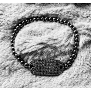 Pave Tag, Beaded Bracelet